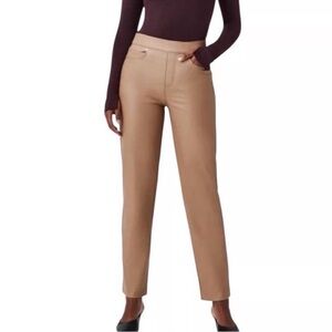 Spanx Slim Straight Pull-On Brown Faux Leather Pants size M Office Casual Party